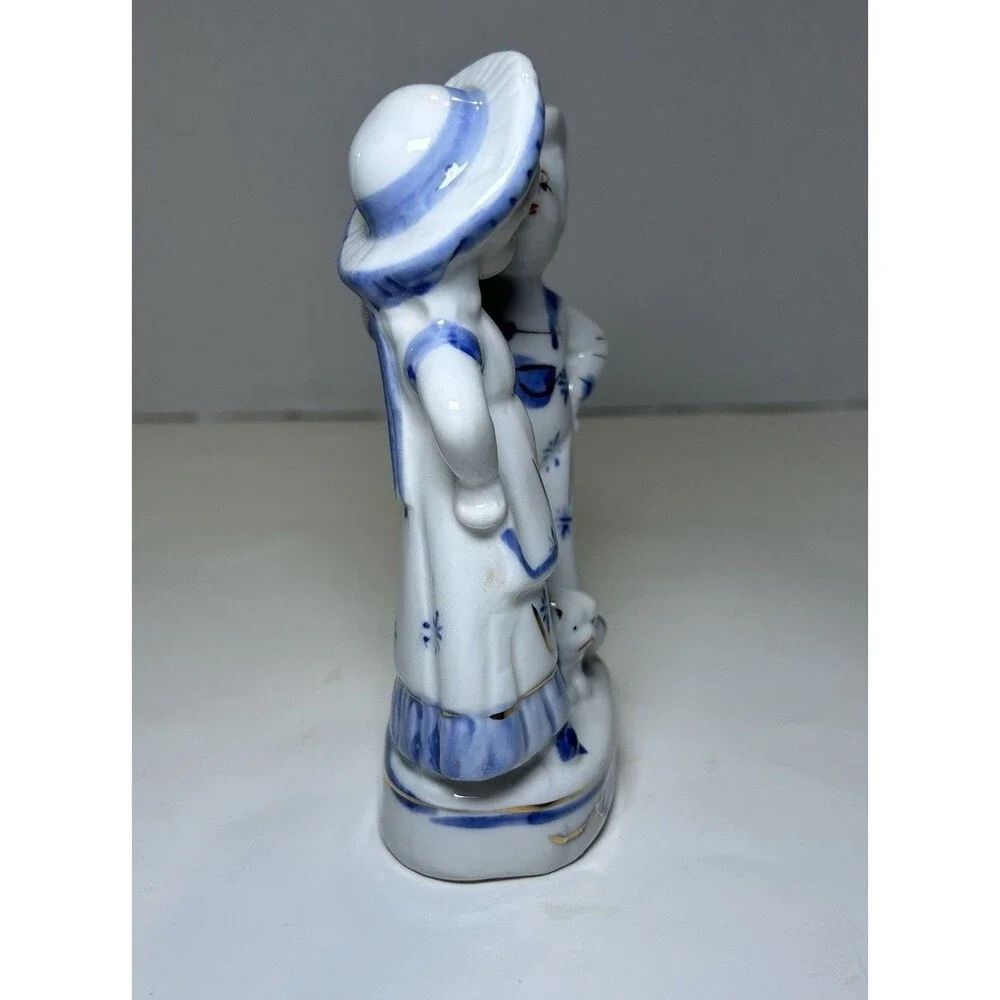Vintage Victorian/Colonial Porcelain Children Figurine White/Blue Home Decor